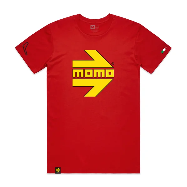 momo-arrow-logo-tee-red-front. momo-arrow-logo-tee-red-front.